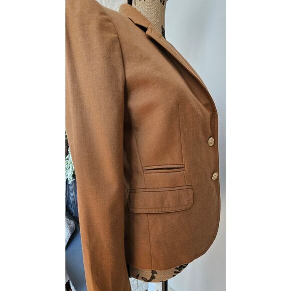 J. CREW Schoolboy Blazer, 100% Wool Gold Crest Buttons Color Camel Womens Size 2 - Picture 9 of 13